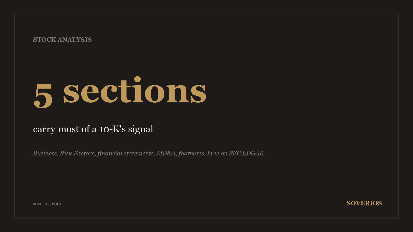 Number card: five sections of a 10-K annual report carry most of the signal for investors